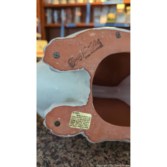 Ceramic Cat Figurine With Blue Eyes & Floral Design By ELPA Alcobaca Portugal - Picture 5 of 9